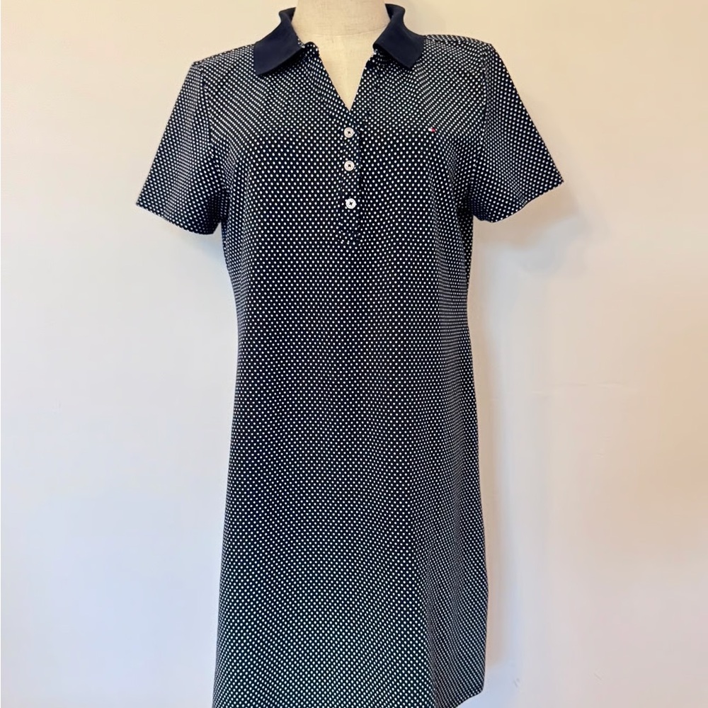 Worn once - Tommy Hilfiger Navy and White Polka Dot Dress